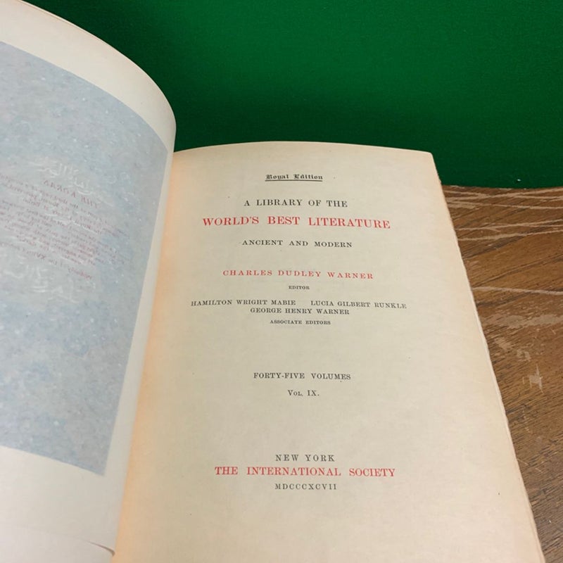 WORLD’S BEST LITERATURE Royal Edition #123 Of 1000 Antique 1896 Vol. IX Book  