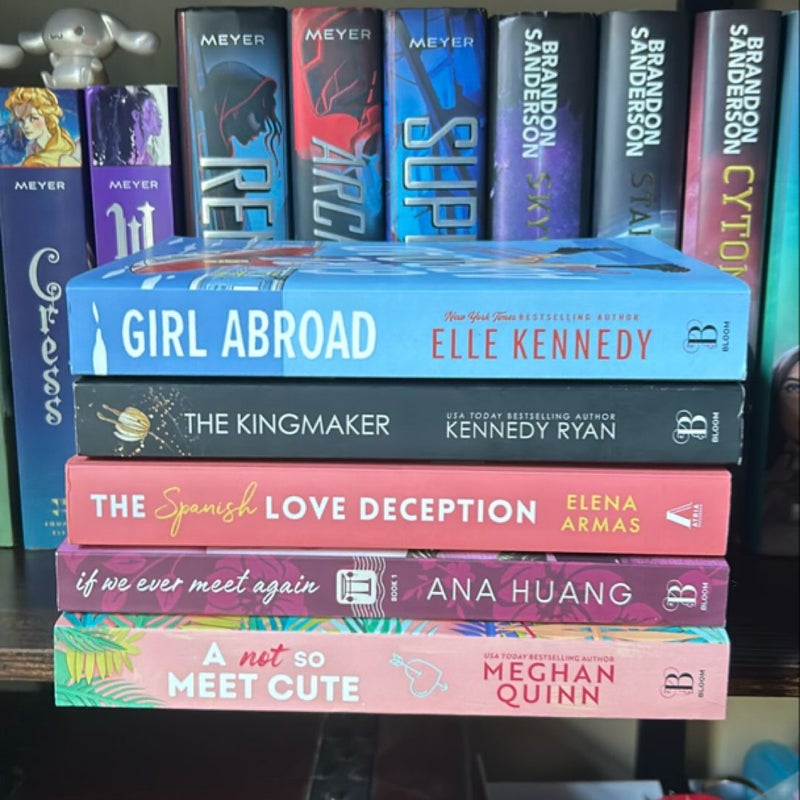 Girl Abroad, The kingmaker, Spanish love deception, if we ever meet again, and a not so meet cute