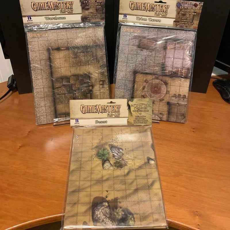 Pathfinder Game Mastery Flip-Mat Lot: Warehouse, Urban Tavern, Desert, NEW