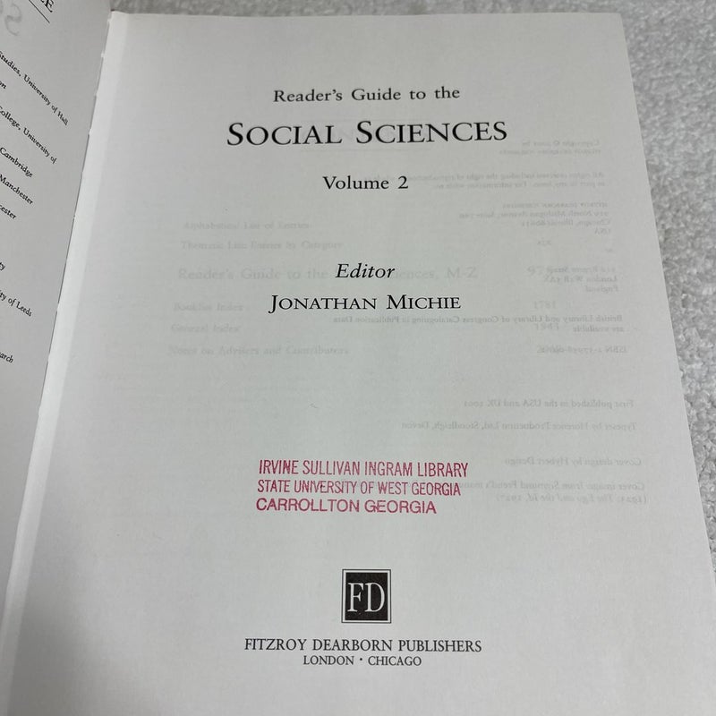 Reader's Guide to the Social Sciences vol 2 