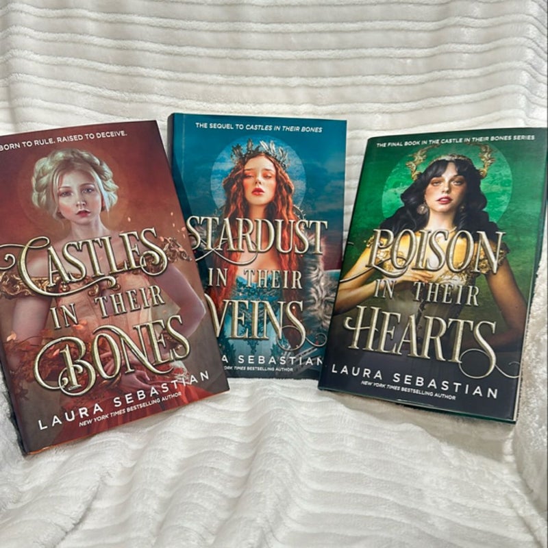 Castles in Their Bones, Starsust in Their Veins, Poison in Their Hearts complete UK trilogy MATCHING COVERS