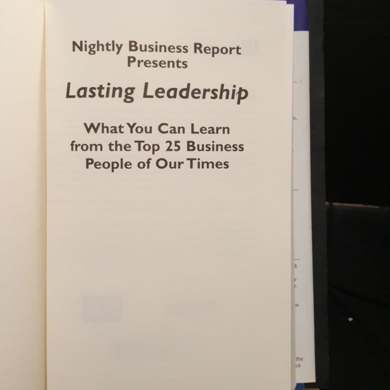 Nightly Business Report Presents Lasting Leadership