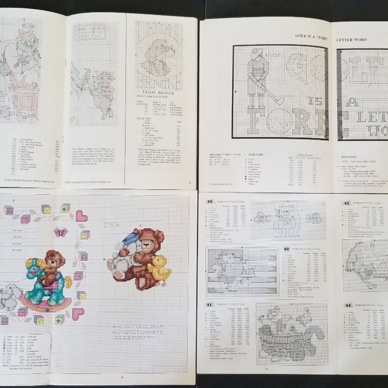 VINTAGE LOT OF 1980s CROSS STITCH PATTERNS, DIMENSIONS, LEISURE ARTS & OTHERS!