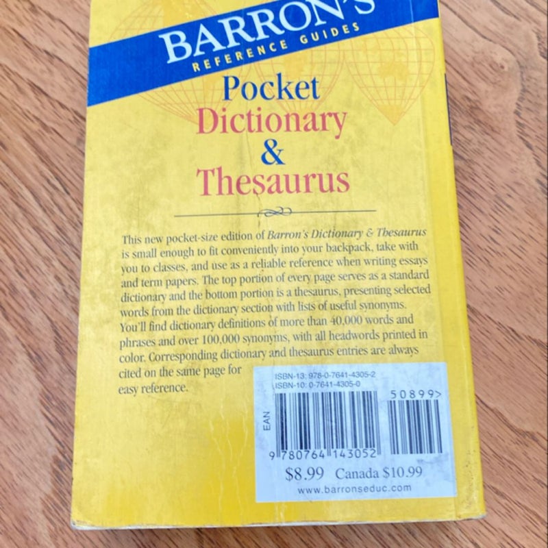 Pocket Dictionary and Thesaurus