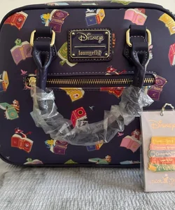 Loungefly Disney Princess Books AOP Crossbody Bag Navy WITH PRINCESS BOOK PIN