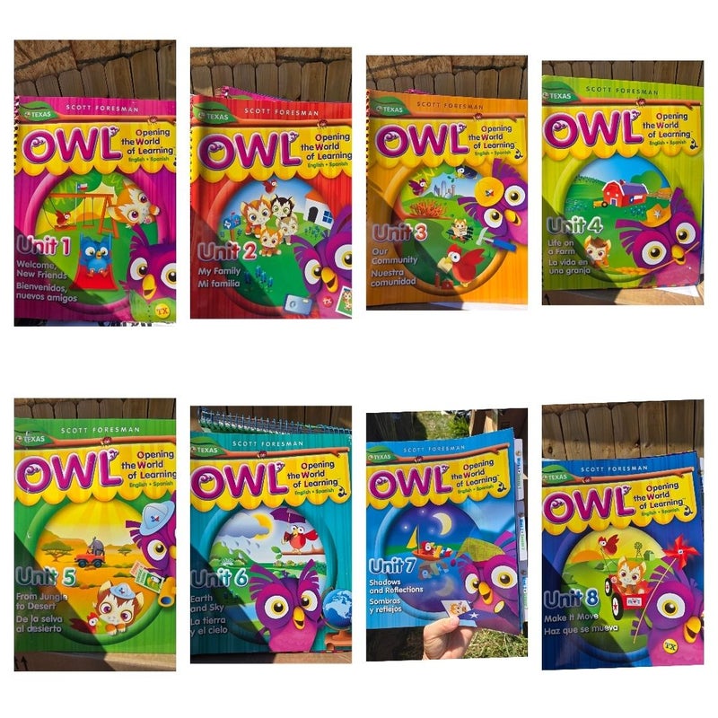 OWL PRE K unit 1 to 8 bundle Spanish-English 