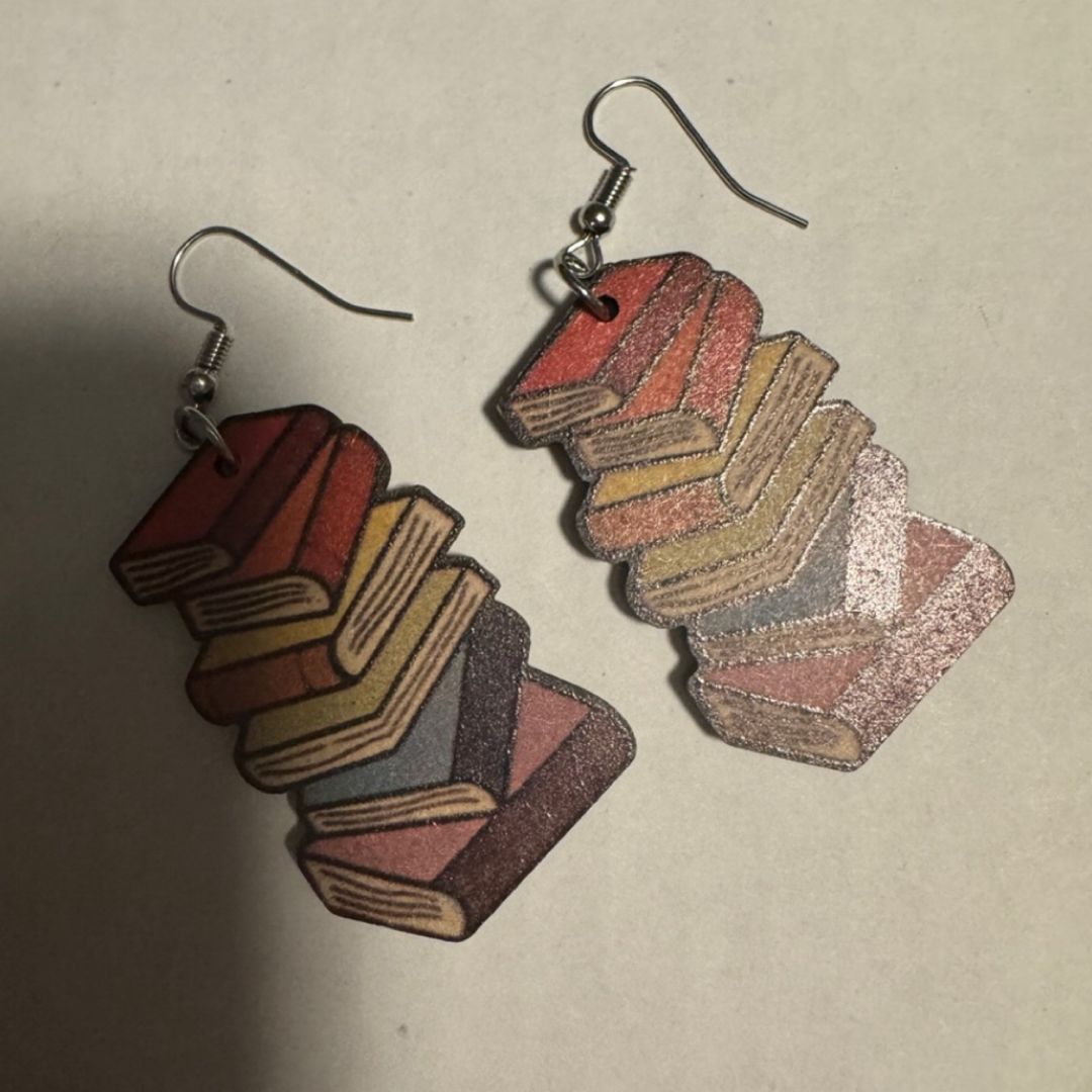 Bookish wood earrings 