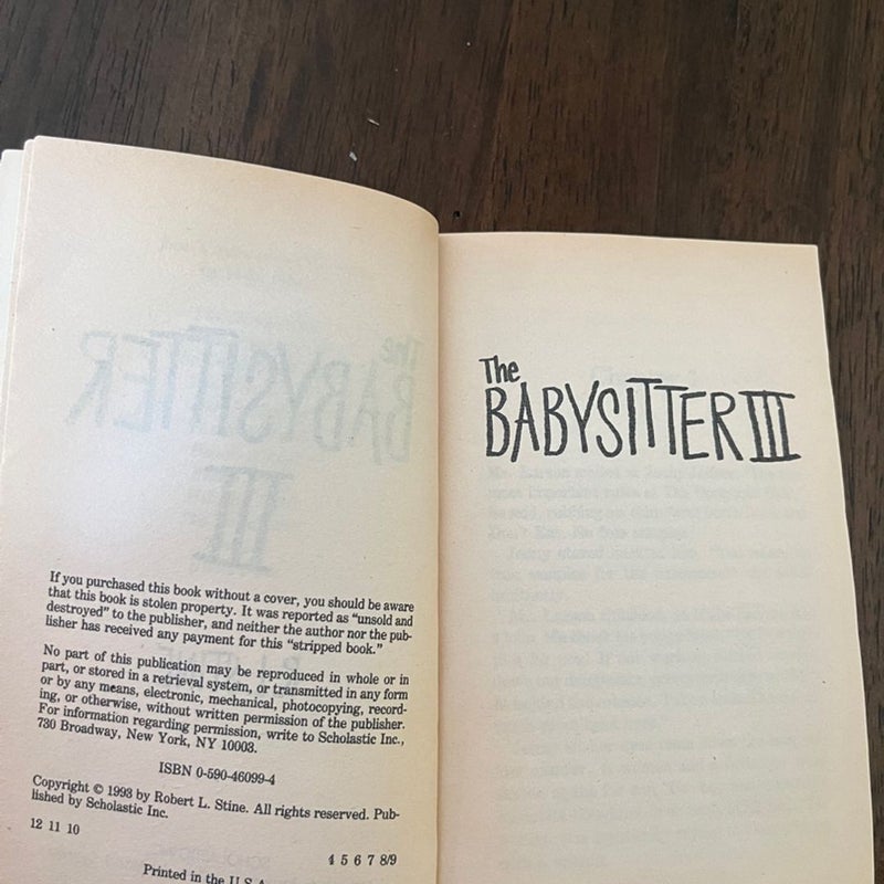  The Babysitter Series 1-3 Books I, II, & III 80s/90s Vintage Horror