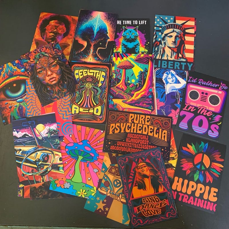 Hippy Trippy Psychedelic Wall Collage Kit - New!