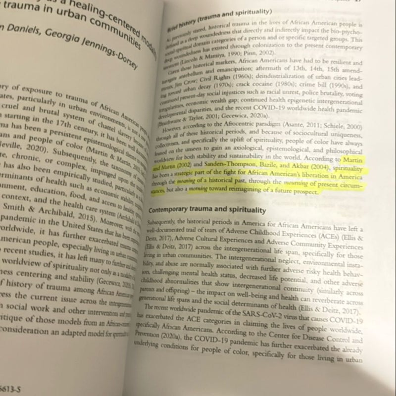 Trauma and Mental Health Social Work with Urban Populations 