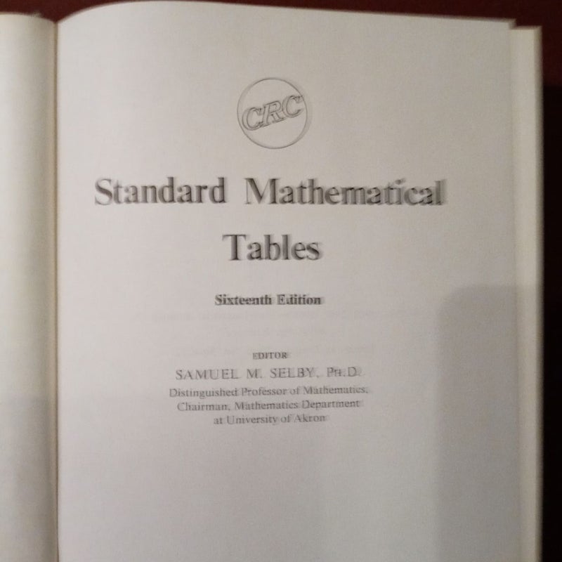 Standard mathematical tables 16th Edition