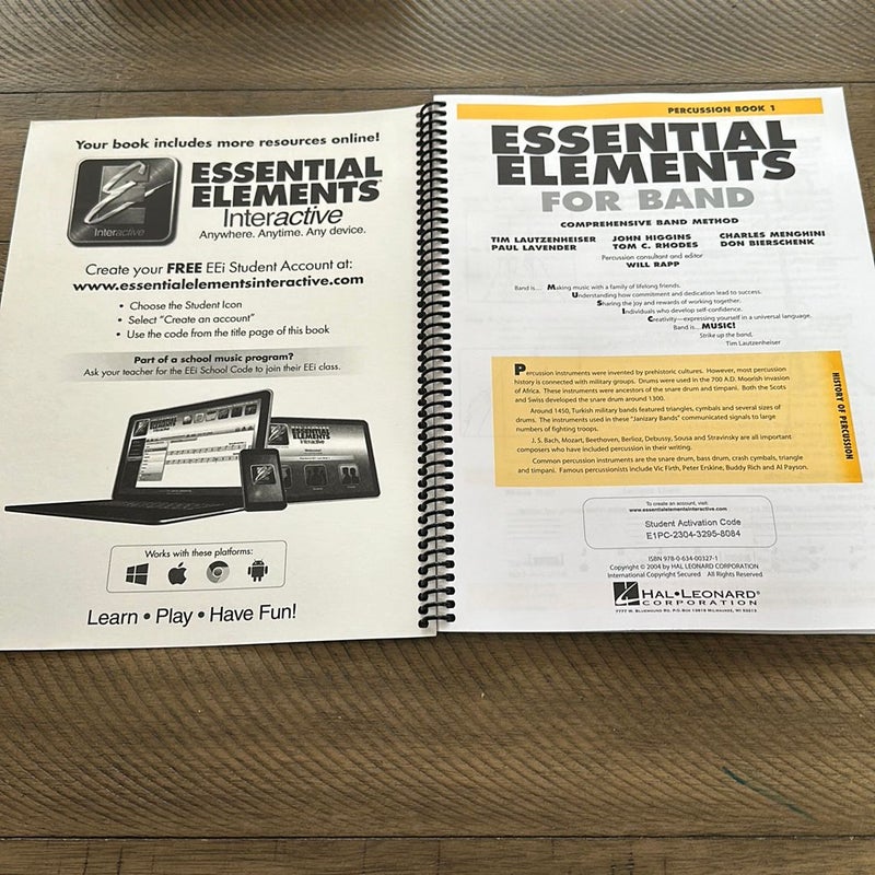 Essential Elements for Band - Percussion/Keyboard Percussion Book 1 with EEi (Book/Online Audio)