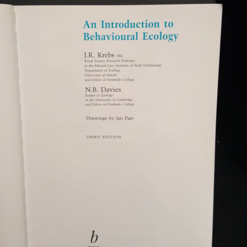 An Introduction to Behavioural Ecology