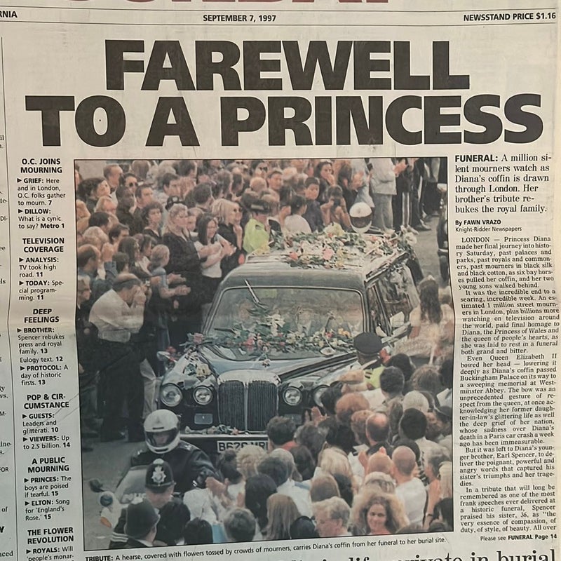 Orange County Sunday register farewell to a princess