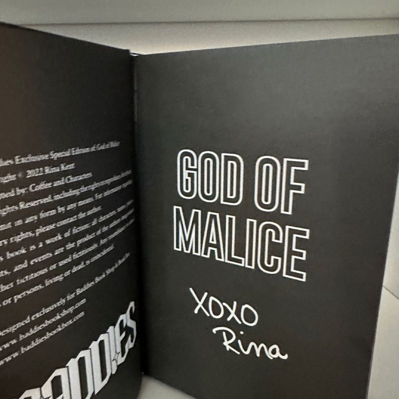 God of Malice Baddies Blackout edition signed 