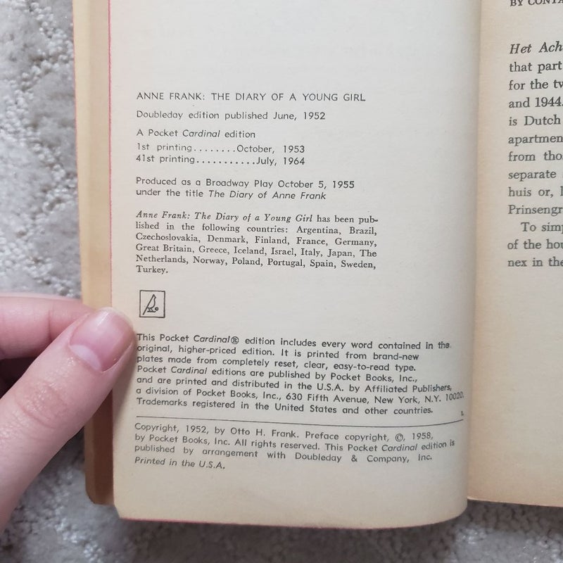 Anne Frank : The Diary of a Young Girl (41st Cardinal Edition Printing, 1964)