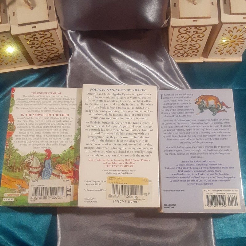 3 Medieval West Country / Knights Templar mysteries by Michael Jecks : The Last Templar , The Merchant's Partner , The Leper's Return