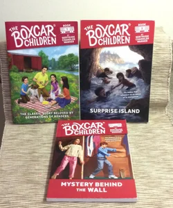 BUNDLE:  #1-The Boxcar Children, #2-Surprise Island, #17-Mystery Behind the Wall