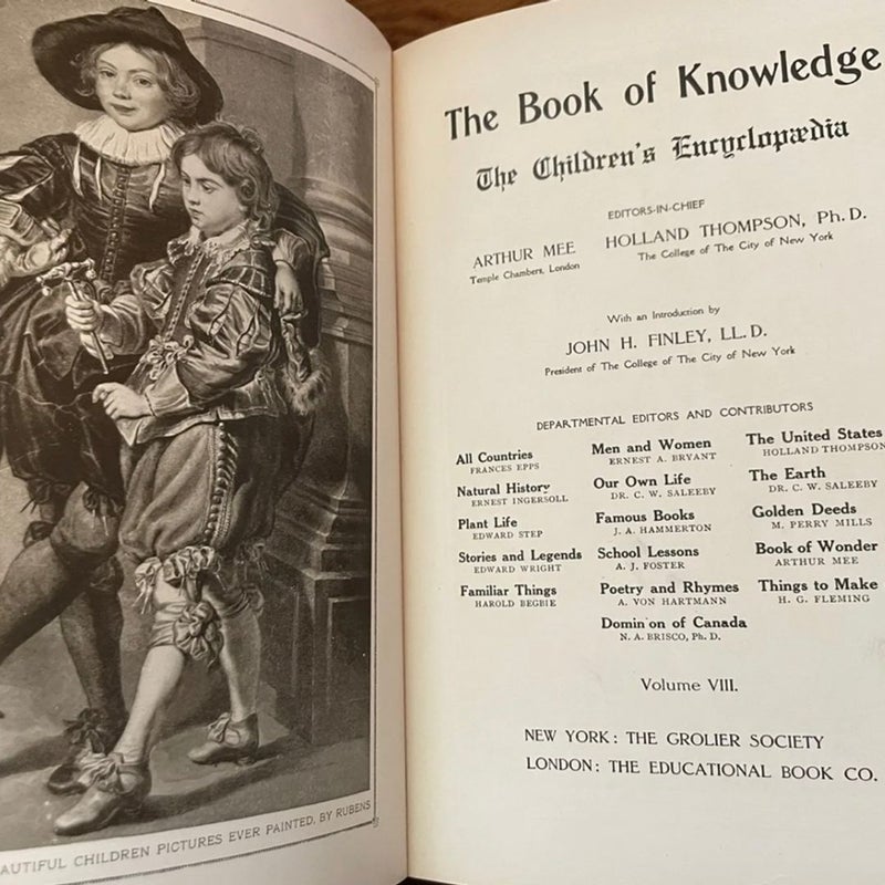 Antique 1912 The Book Of  Knowledge Children’s Encyclopedia 10 Volume Set 1-8