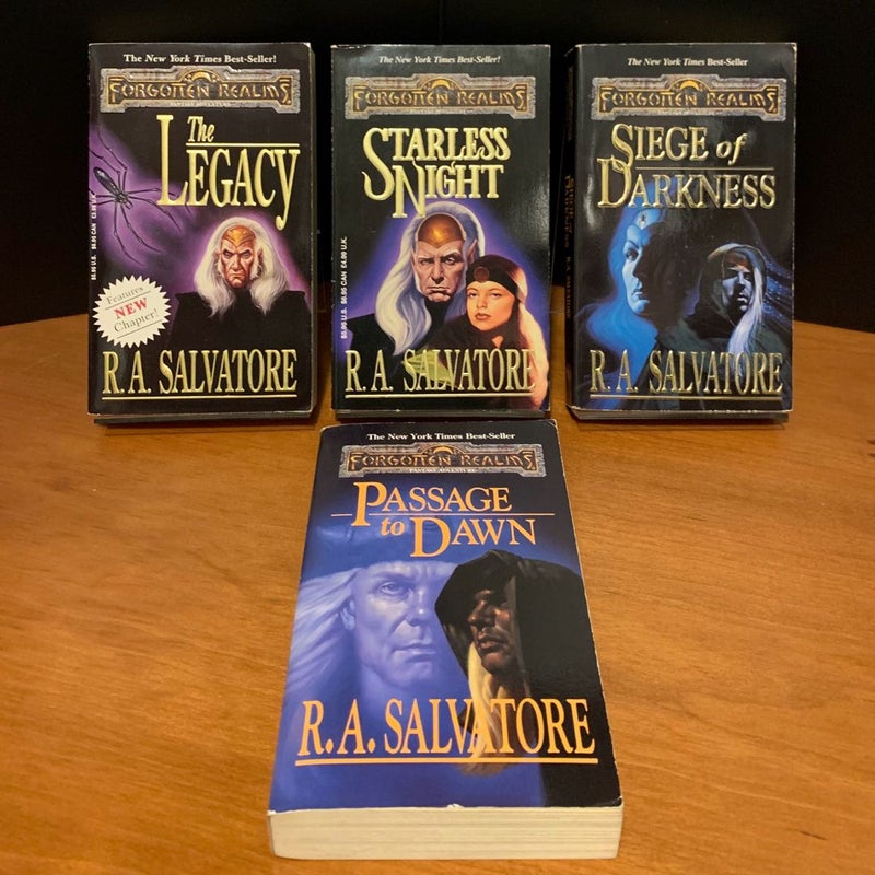 Forgotten Realms: Legend of Drizzt, 3 Complete Series: Legacy of the Drow, Paths of Darkness, Sellswords: The Legacy, Starless Night, Seige of Darkness, Passage to Dawn, The Silent Blade, The Spine of the World, Sea of Swords, Servant of the Shard, Promise of the Witch-King, Road of the Patriarch