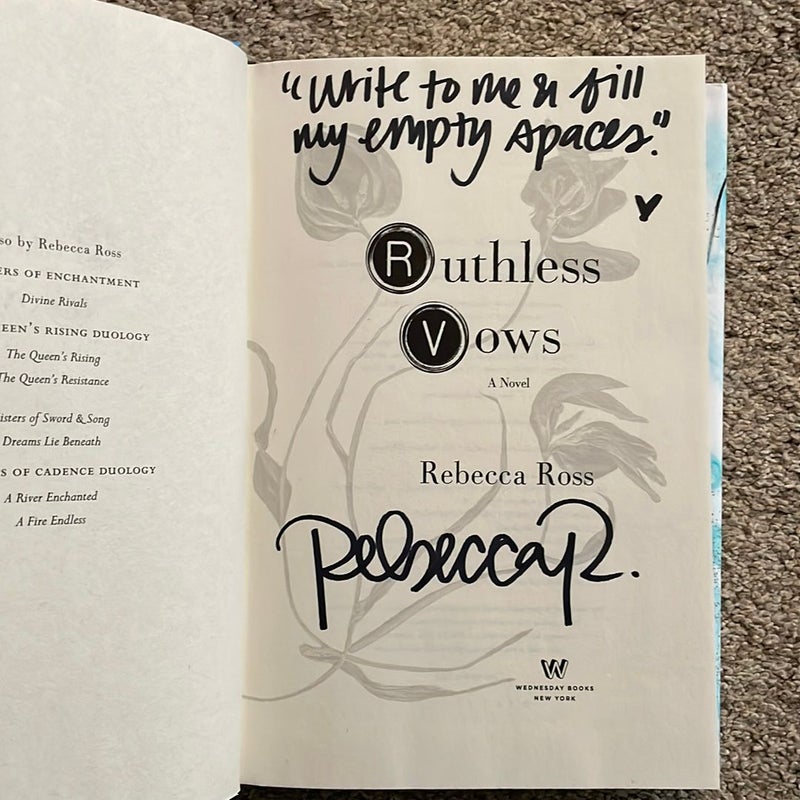 Ruthless Vows - Hand signed- personalized quote- SEE SELLER DESCRIPTION 