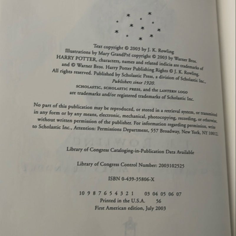 Harry Potter and the Order of the Phoenix FIRST EDITION