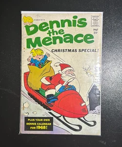 Dennis The Menace Christmas Special 1967 comic by Hank Ketcham Fawcett plus 1968 Calendar 