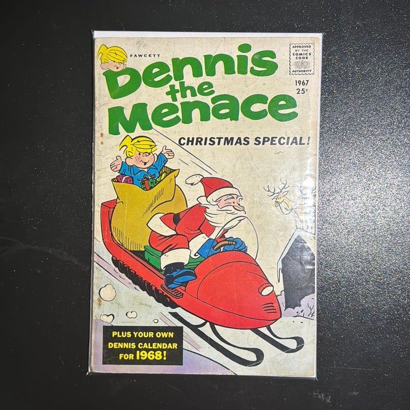 Dennis The Menace Christmas Special 1967 comic by Hank Ketcham Fawcett plus 1968 Calendar 