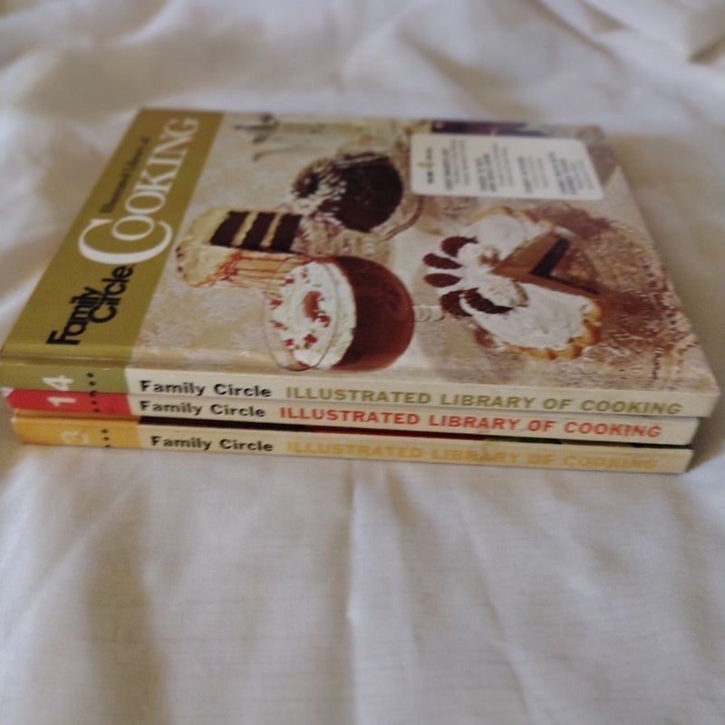 Family Circle Illustrated Library of Cooking  3 Lot Books Volume One, Three and Four