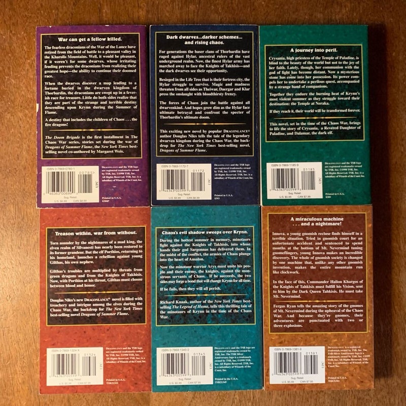 DragonLance: Complete Chaos War Series 1-6: The Doom Brigade, The Last Thane, Tears of the Night Sky, The Puppet King, Reavers of the Blood Sea, The Siege of Mt Nevermind, All First Edition First Printing