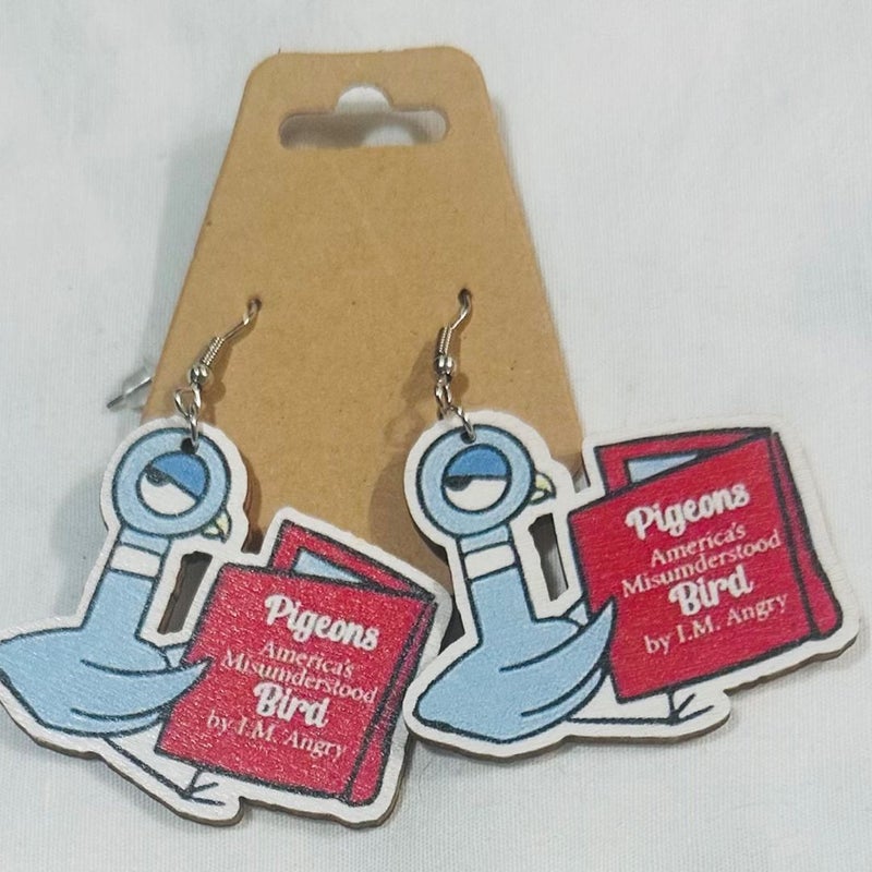 NEW! Bookish Mo Willems Pigeon Earrings 