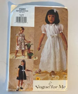 Children’s Special Occasion Dress Sewing Pattern size 5-6X