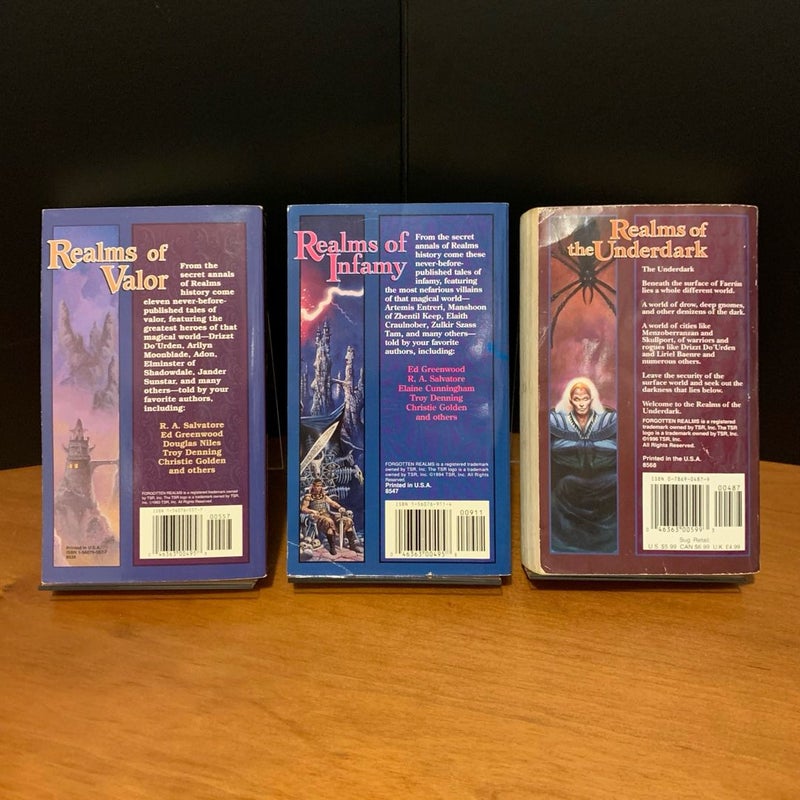 Forgotten Realms: Anthology Set: Realms of Valor, Realms of Infamy, Realms of the Underdark, All First Edition First Printing