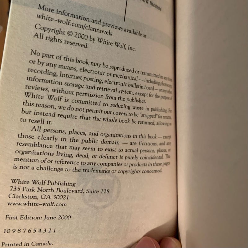 World of Darkness: Widow’s Walk, Widow’s Might, Clan Tremere Trilogy, First Edition First Printing