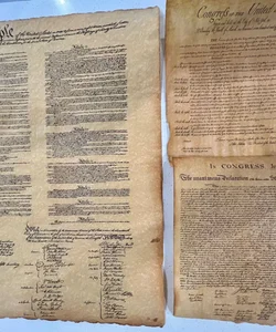 Replicas of US Constitution, Bill of Rights, & Declaration of Independence