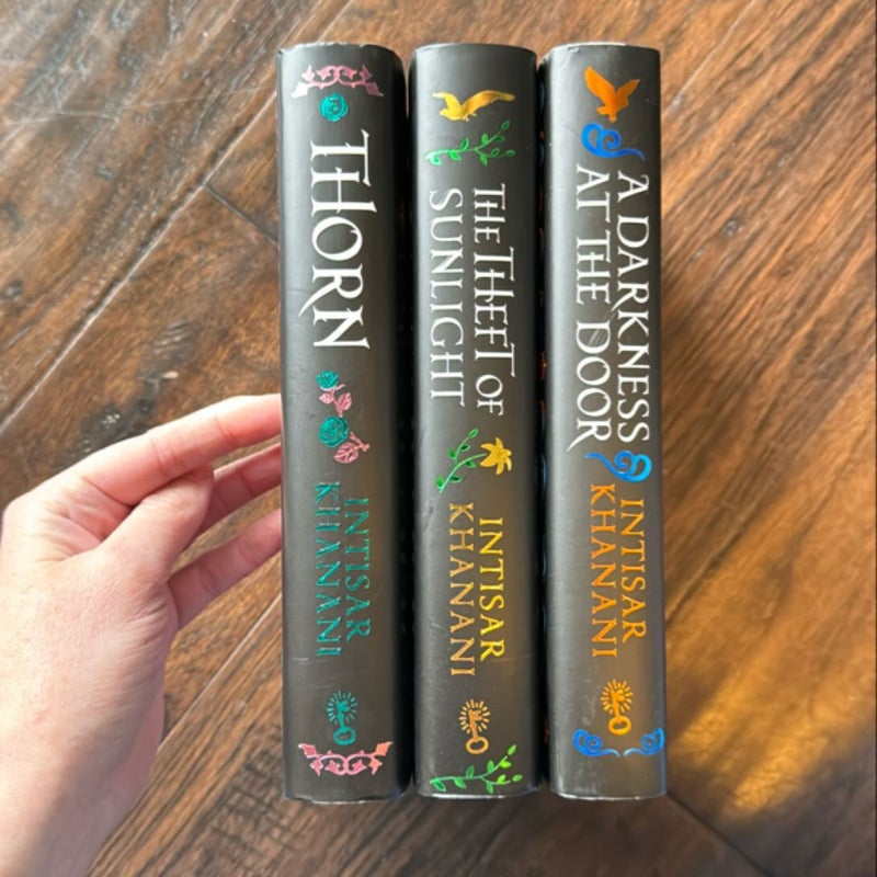 Dauntless Path trilogy - Fairyloot signed exclusive editions of Thorn, The Theft of Sunlight, and A Darkness at the Door