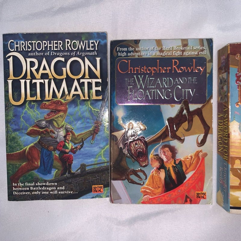 Christopher Rowley Dragon Ultimate Book lot of 3 science fiction, vintage books Wizard and the Floating City