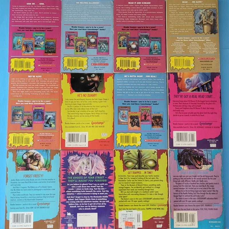 GOOSEBUMPS BOOKS LOT OF 12 ORIGINAL VINTAGE 1990s SCHOLASTIC FEAR STREET BEWARE