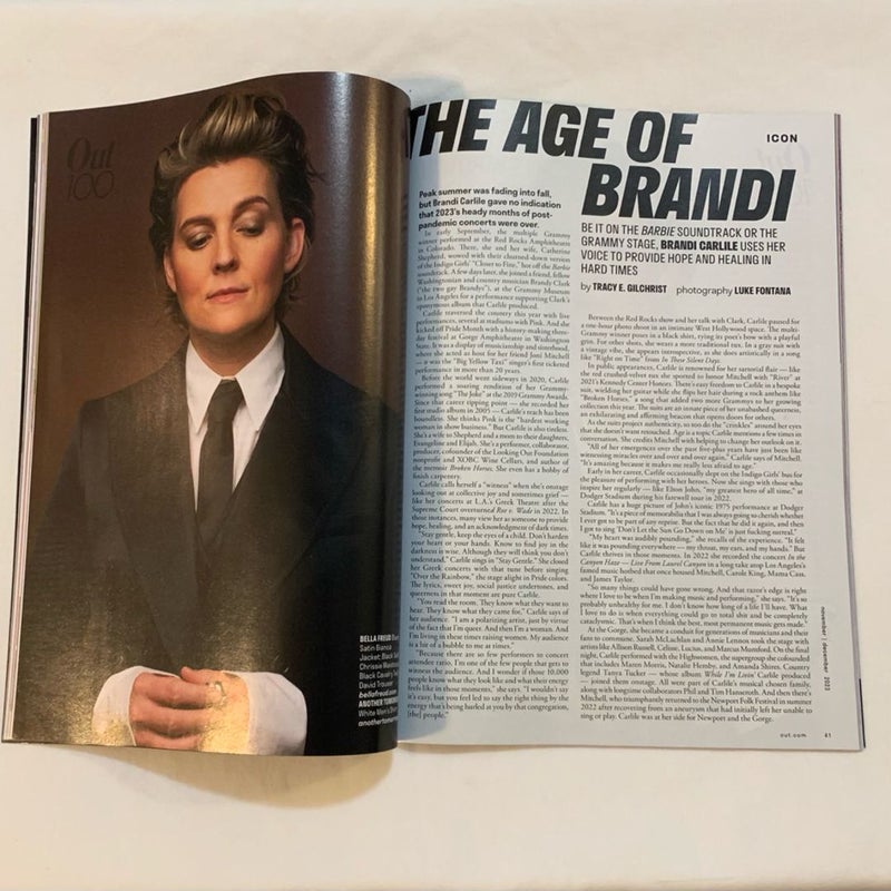Out 100 Brandi Carlile “Icon of the Year” Issue Nov/Dec 2023 Magazine 