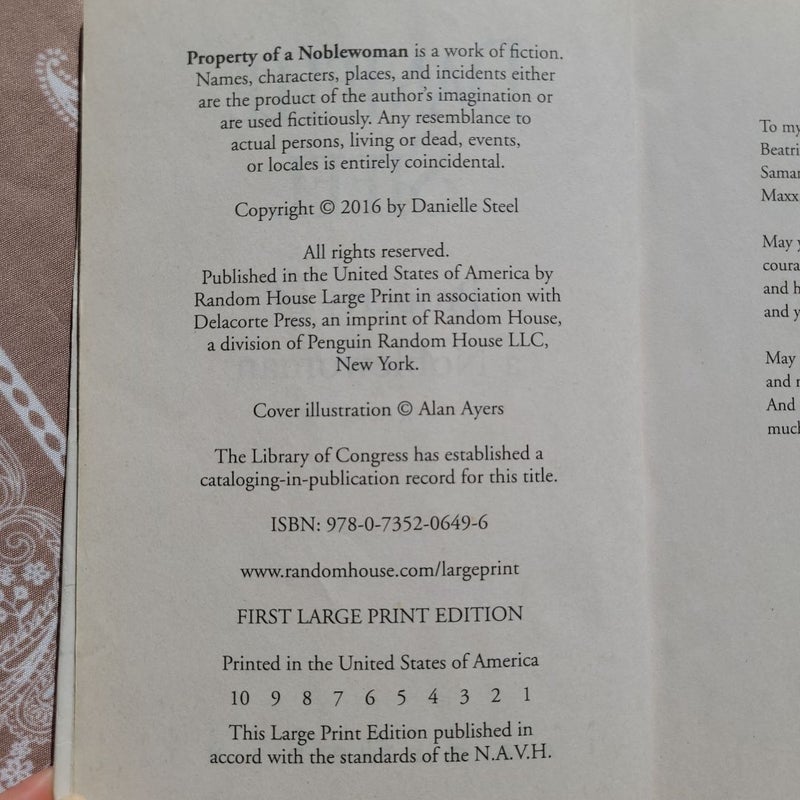 Property of a Noblewoman (First Large Print Edition)