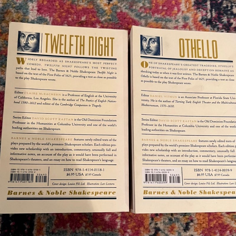 OTHELLO and TWELFTH NIGHT by William Shakespeare Trade Paperback GOOD