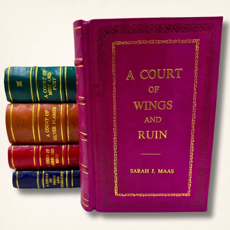Leather-Bound Book Set: A Court of Thorns and Roses Series by Sarah J. Maas – Includes A Court of Thorns and Roses, A Court of Mist and Fury, A Court of Frost and Starlight, & A Court of Silver Flames