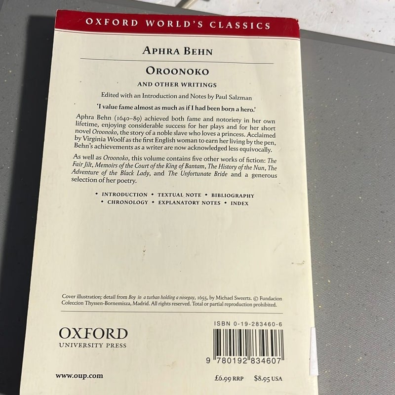 Oroonoko, and Other Writings