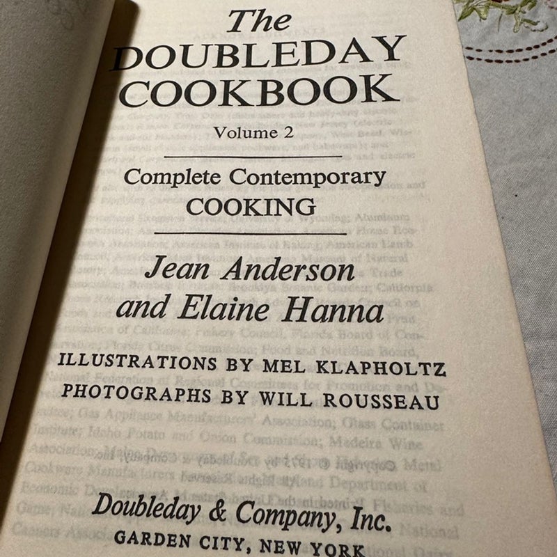 The Doubleday Cookbook 1975 Complete Contemporary Cooking by J Anderson E Hanna