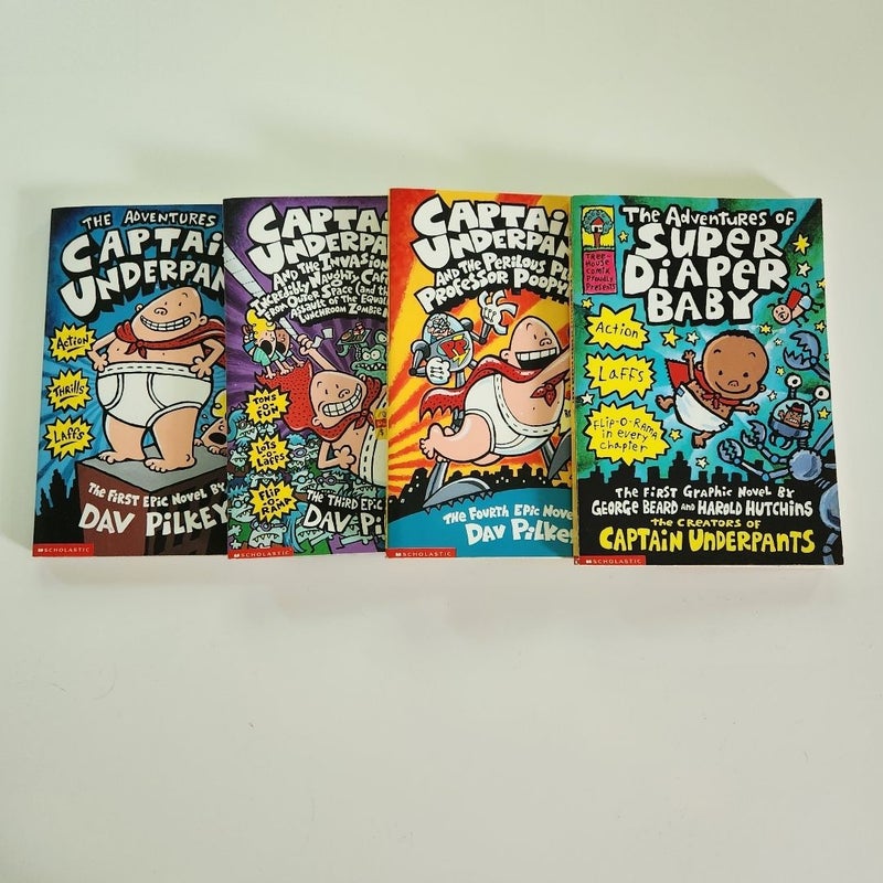 Captain Underpants Book Lot of 4 + 1 Free Book