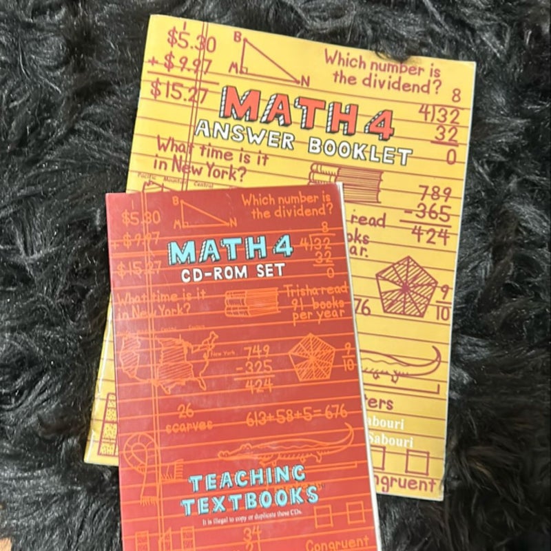 Teaching Textbooks Math 4 CD ROM Set and Answer Booklet