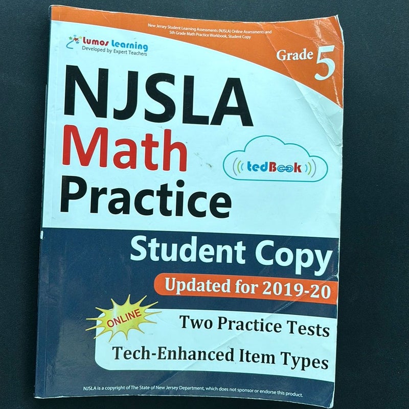 New Jersey Student Learning Assessments (NJSLA) Online Assessments and 5th Grade Math Practice Workbook, Student Copy