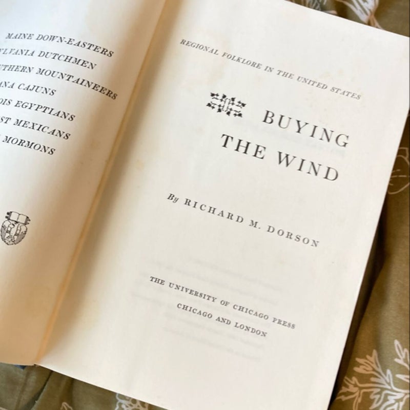 Buying the Wind American Folklore Book by Richard M. Dorson