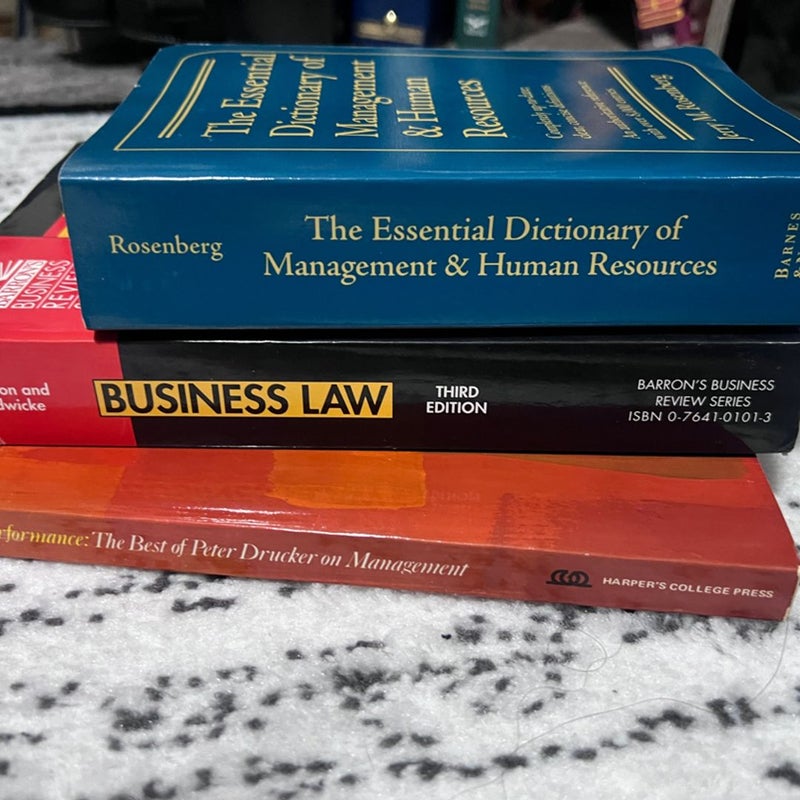  4 books !!Business Law and essential dictionary of Management and HR