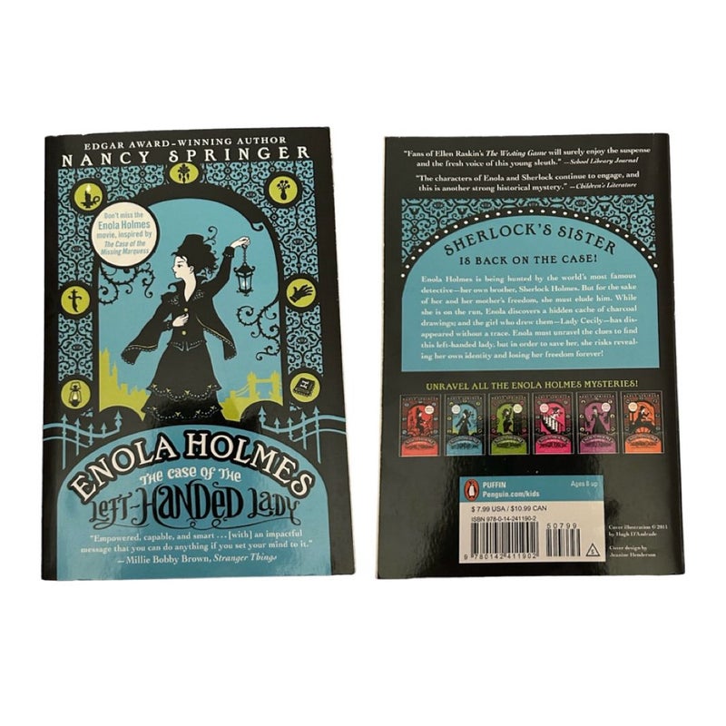 LOT of 3 Enola Holmes sherlock series book 1 2 3 Case of the Missing Marquess left-handed lady bizarre bouquets mystery kids